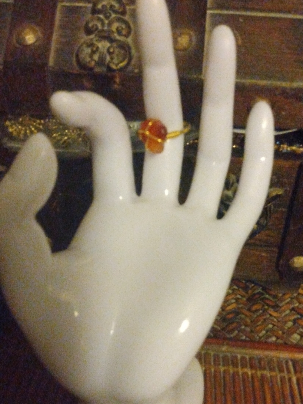 Gold Ring with Orange Gemstone - Women Jewelry